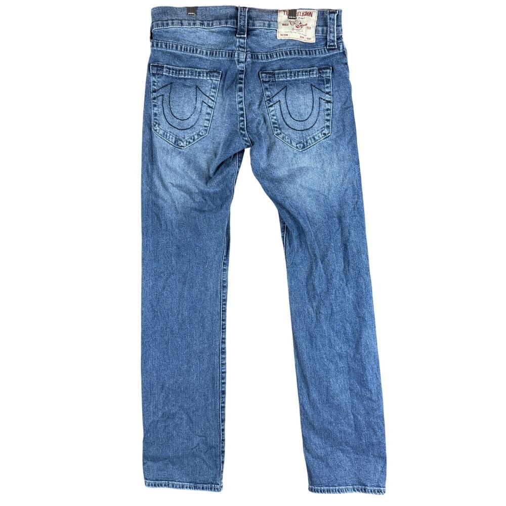 True Religion Rickey Relaxed Straight Denim Jeans Medium Tidal‎ Wash Mens 31 Euc